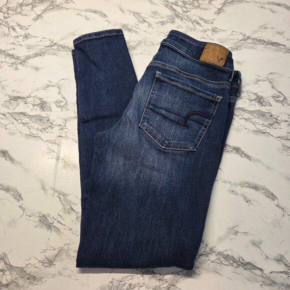 American Eagle 4 Regular Faded Medium Wash Super Stretch Jean Jeggings - Picture 1 of 10